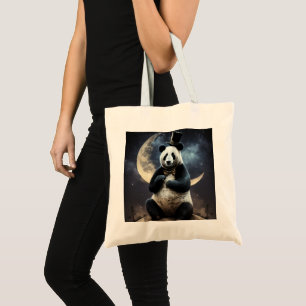 Moon Panda Bear Tote Bag