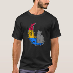 Moon Pansexual Flag Cat LGBTQ Safe Space Gay Pride T-Shirt