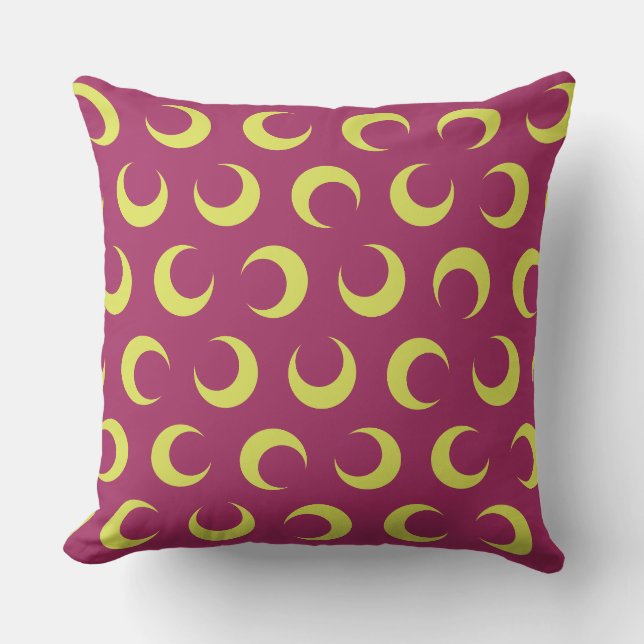Moon pattern on purple background cushion (Front)