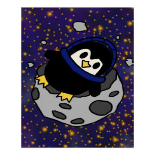 moon penguin poster