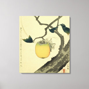 Moon, Persimmon and Grasshopper, 1807 Canvas Print