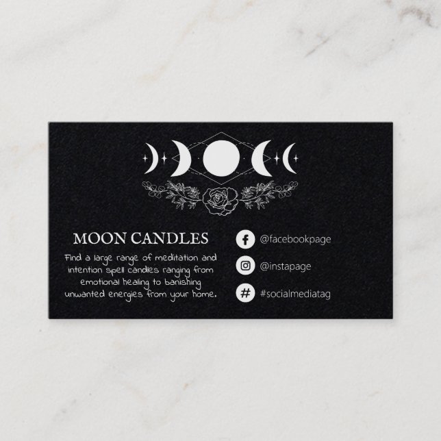 Moon Phase Candle Spell Business Card (Front)