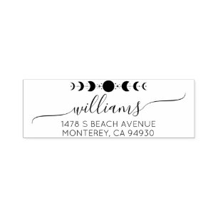 Moon Phase Celestial Wedding Name & Return Address Self-inking Stamp