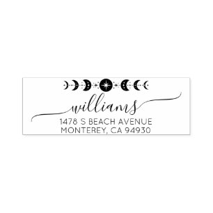 Moon Phase Celestial Wedding Name & Return Address Self-inking Stamp