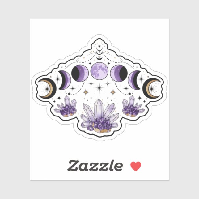 Moon Phase Crystal Sticker Witchy Aesthetic Boho (Sheet)