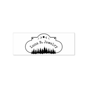 Moon Phase & Forest Logo Product Packaging Self-inking Stamp