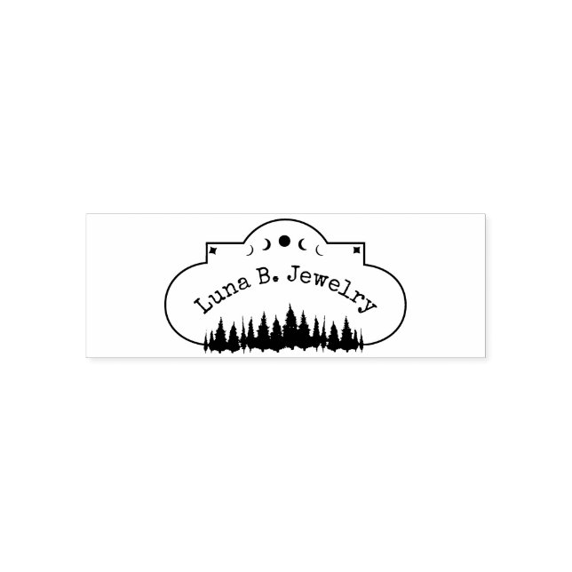 Moon Phase & Forest Logo Product Packaging Self-inking Stamp (Design)