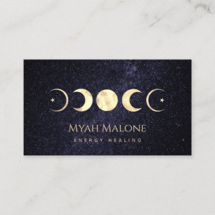 Moon Phase Galaxy Yoga Energy Healer Business Card