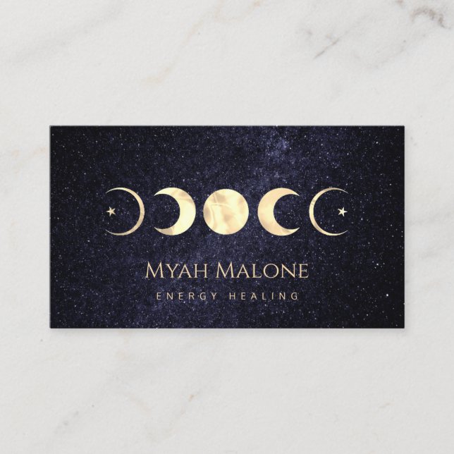 Moon Phase Galaxy Yoga Energy Healer  Business Card (Front)