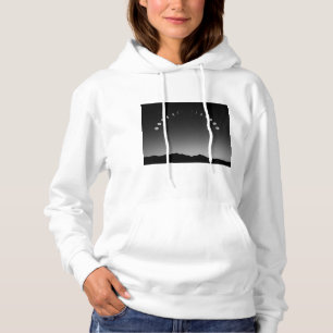 Moon phase hoodie, landscape setting monochrome  hoodie
