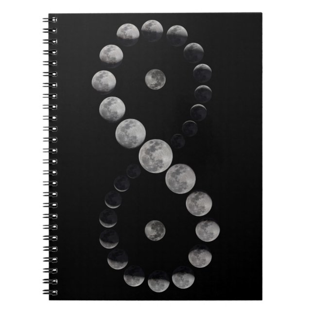 Moon phase infinity black notebook  (Front)