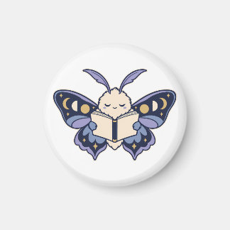 Moon Phase Moth Reading Book Magnet