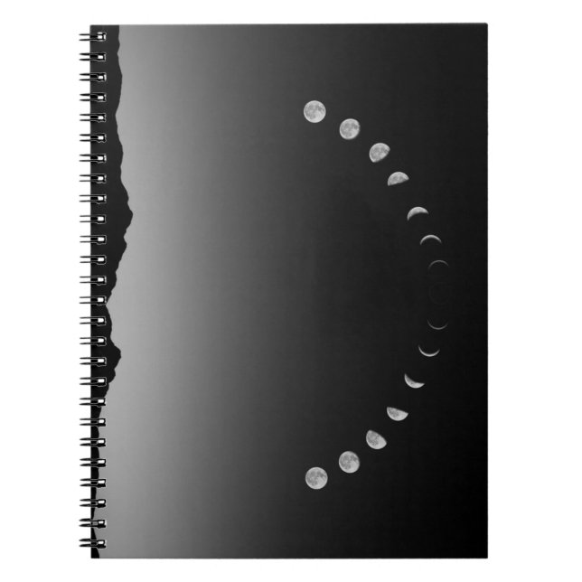 Moon phase notebook, monochrome landscape  notebook (Front)