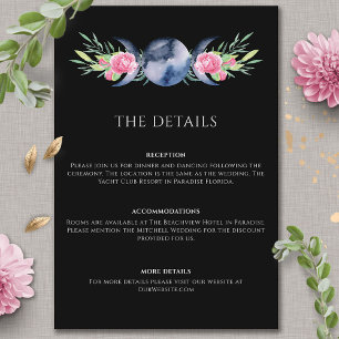 Moon Phase Pink Floral Metaphysical Wedding Enclosure Card