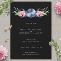 Moon Phase Pink Floral Metaphysical Wedding
