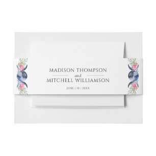 Moon Phase Pink Roses Floral Metaphysical Wedding Invitation Belly Band
