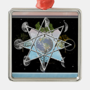 Moon Phase, Seasons Octagram Metal Tree Decoration