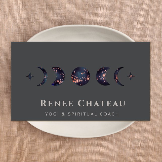  Moon Phase Stars Yoga Spiritual Healer Business Card (Creator Uploaded)