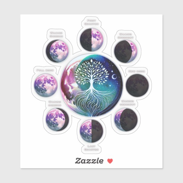  Moon Phase Sticker | Tree of Life Celestial  (Sheet)