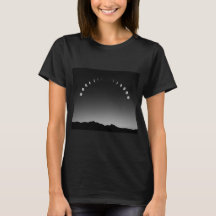 Moon phase T-shirt women, landscape monochrome 
