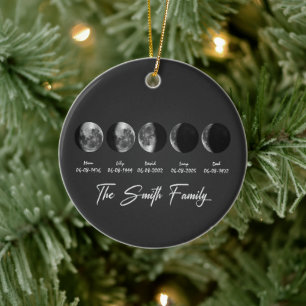 Moon Phase The Smith Family – Custom Names & Dates Ceramic Tree Decoration