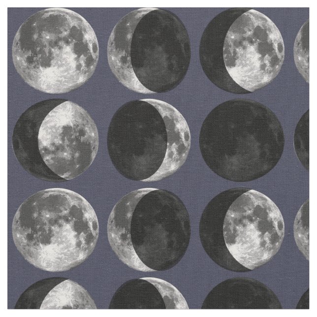 Moon phases. Abstract black dark blue starry sky Fabric (Close Up)