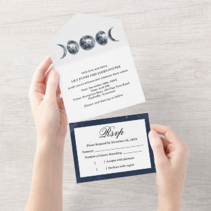 Moon Phases All In One Wedding  Invitation