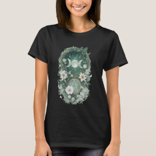Moon Phases Astrology Beautiful Mystical Floral Gr T-Shirt