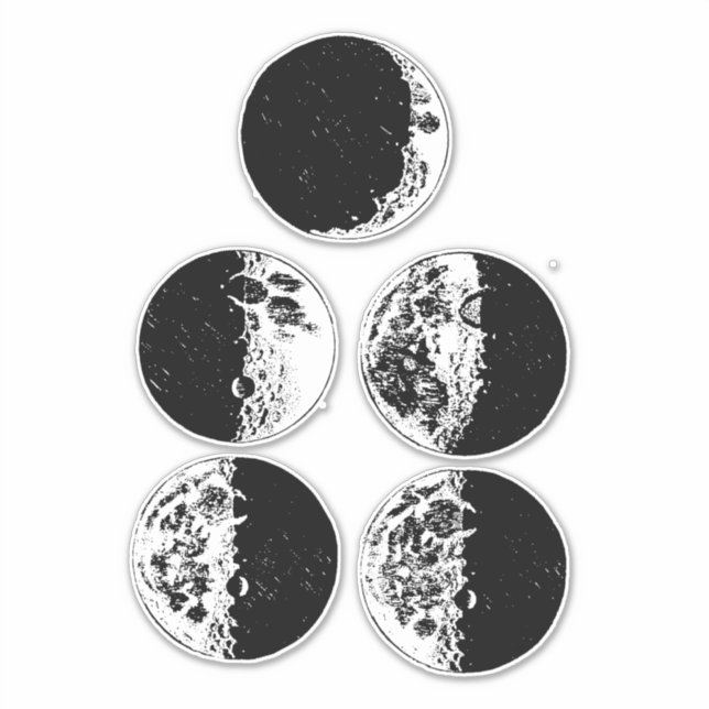 Moon Phases Astronomy Space Art illustrations (Front)