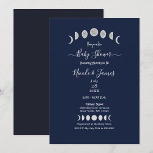 Moon Phases Blue Astrology Celestial Baby Shower Invitation
