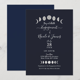 Moon Phases Blue Astrology Celestial Engagement  I Invitation