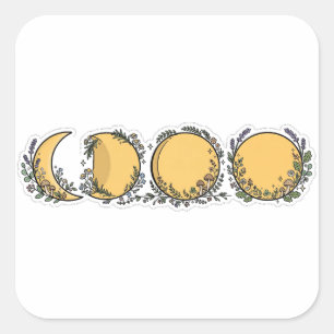 Moon Phases Botanical Witchy Aesthetic Sticker