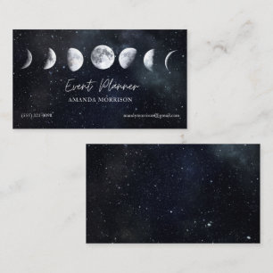 Moon Phases Celestial Event Planner Business Card