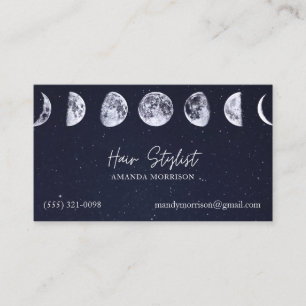Moon Phases Celestial Hair Stylist Business Cards