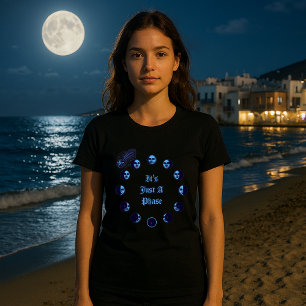 Moon Phases Faces Waxing Gibbous Waning Crescent T-Shirt
