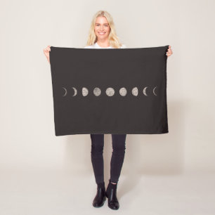 Moon phases fleece blanket