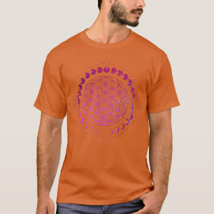 Moon Phases Flower Of Life Mandala Divine Geometry T-Shirt
