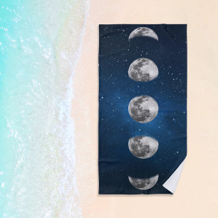 Moon Phases Galaxy Stars Beach Towel