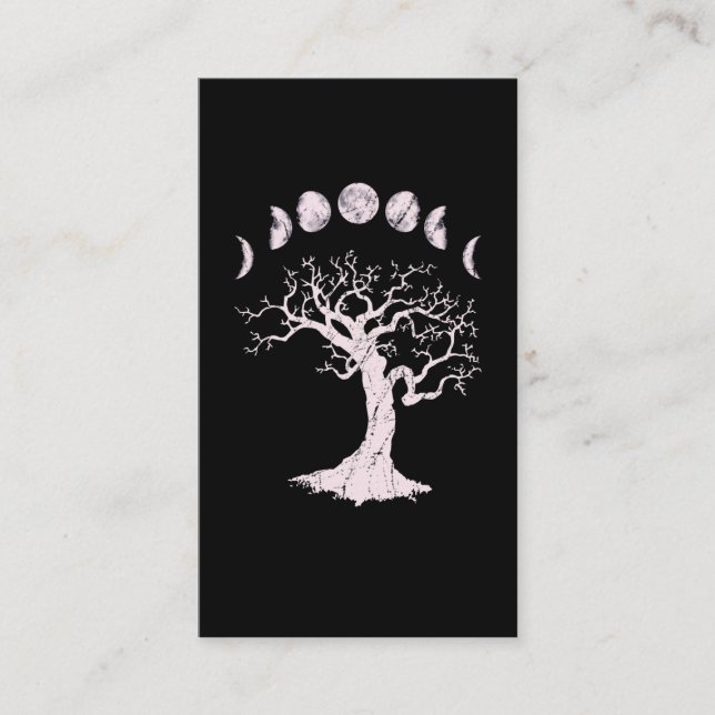Moon Phases Gothic Tree Business Card (Front)