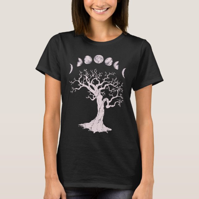 Moon Phases Gothic Tree T-Shirt (Front)