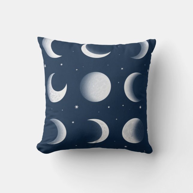 Moon Phases Grid Celestial Pattern Design Cushion (Front)