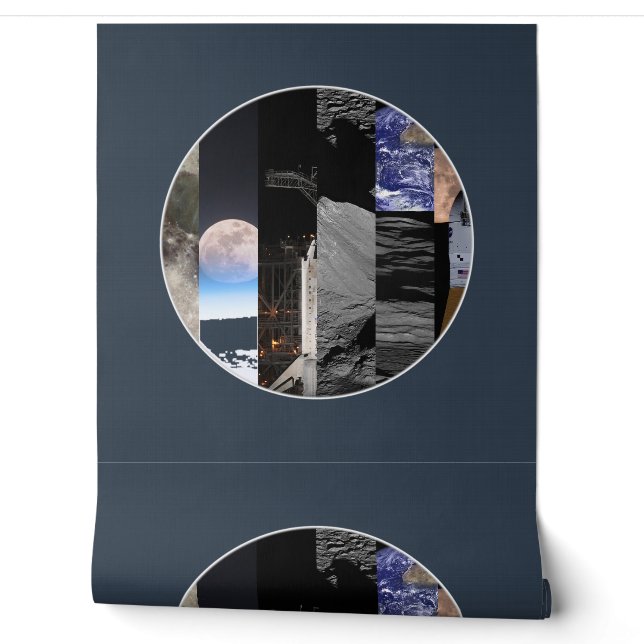 Moon Phases Mosaic Wallpaper | Midnight Mural (Unrolling)