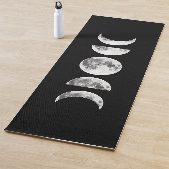 Moon Phases on Black Yoga Mat (In Situ)