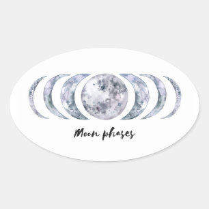 Moon Phases Oval Sticker
