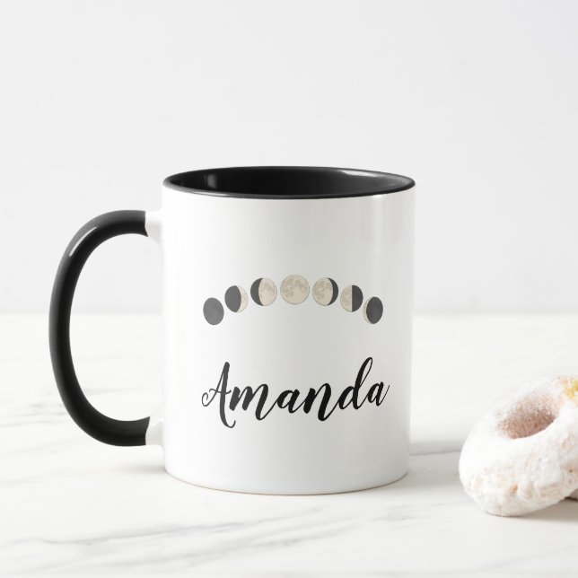 Moon Phases Simple Elegant Mug (With Donut)