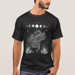 Moon Phases Snake And Crystals Gothic Punk T-Shirt