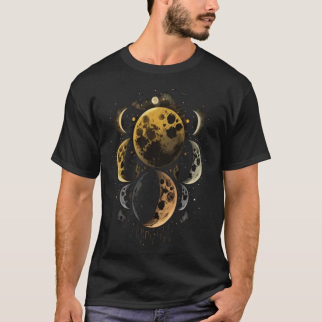 Moon Phases Space Lunar Cycles Astronomy  3 T-Shirt (Front)