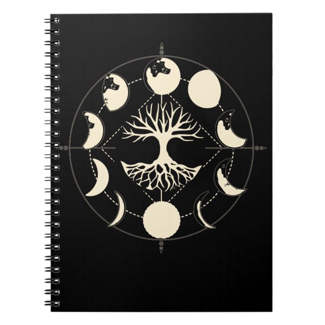 Moon Phases Spiritual Tree Astronomy Crescent Notebook (Front)