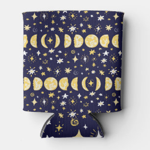 Moon Phases Stars Vintage Background Can Cooler