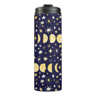 Moon Phases Stars Vintage Background Thermal Tumbler